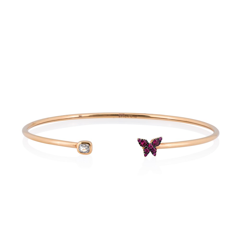 KESSARIS Butterfly Ruby Diamond Cuff Bracelet M4430