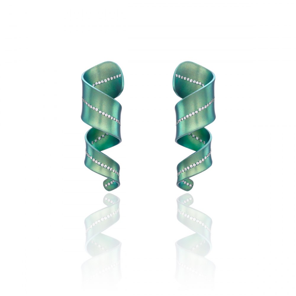 ANASTASIA KESSARIS SerpenTINY Green Titanium Diamond Earrings SKP172047