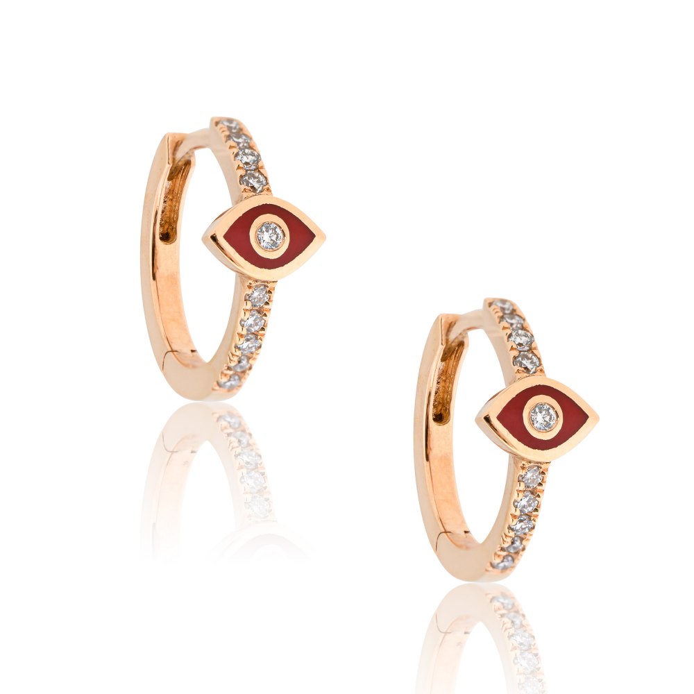 SKE211106-Diamond Evil Eye Huggie Earrings-KESSARIS