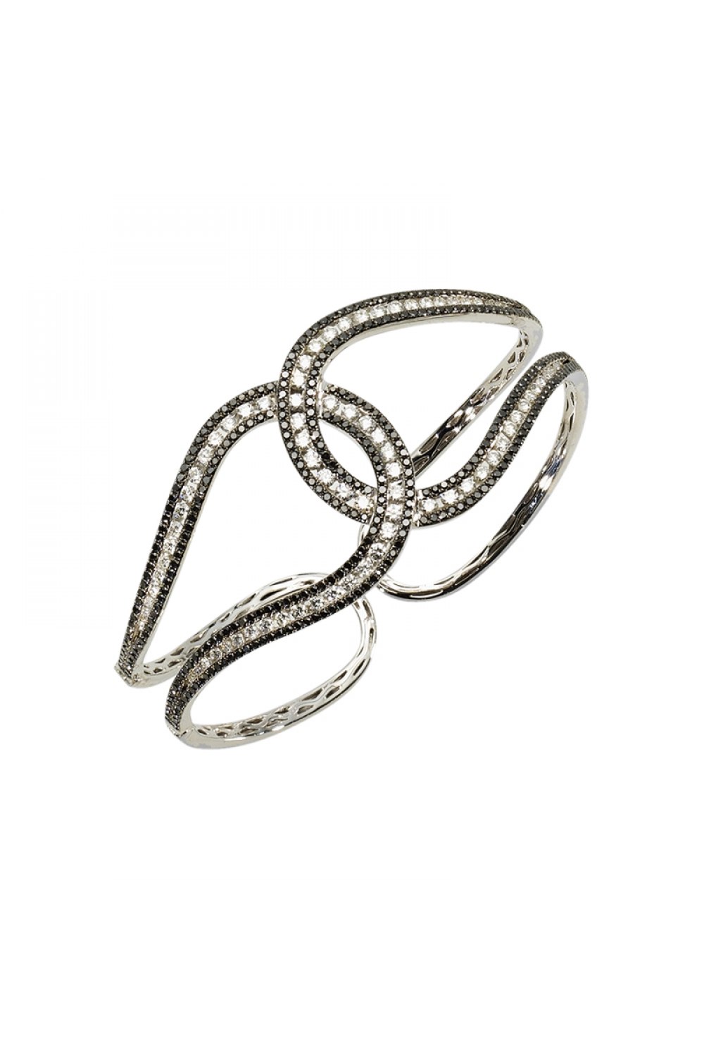White & Black Diamond Knot Cuff Bracelet