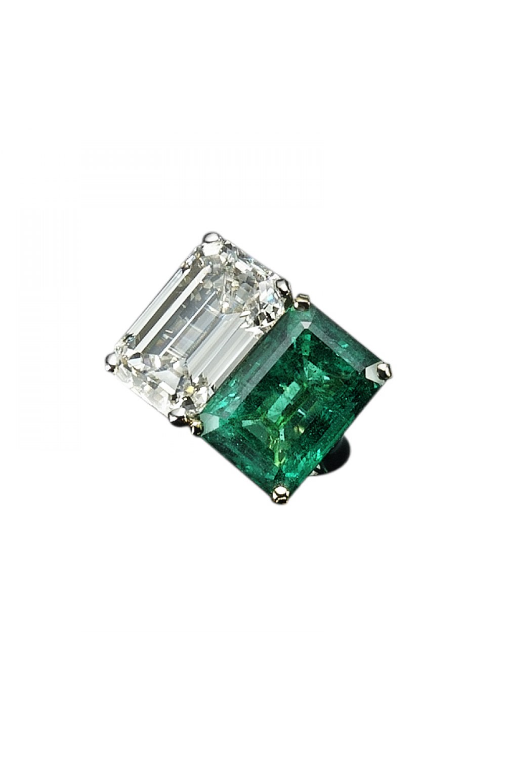 Emerald & Diamond Twin Stone Ring