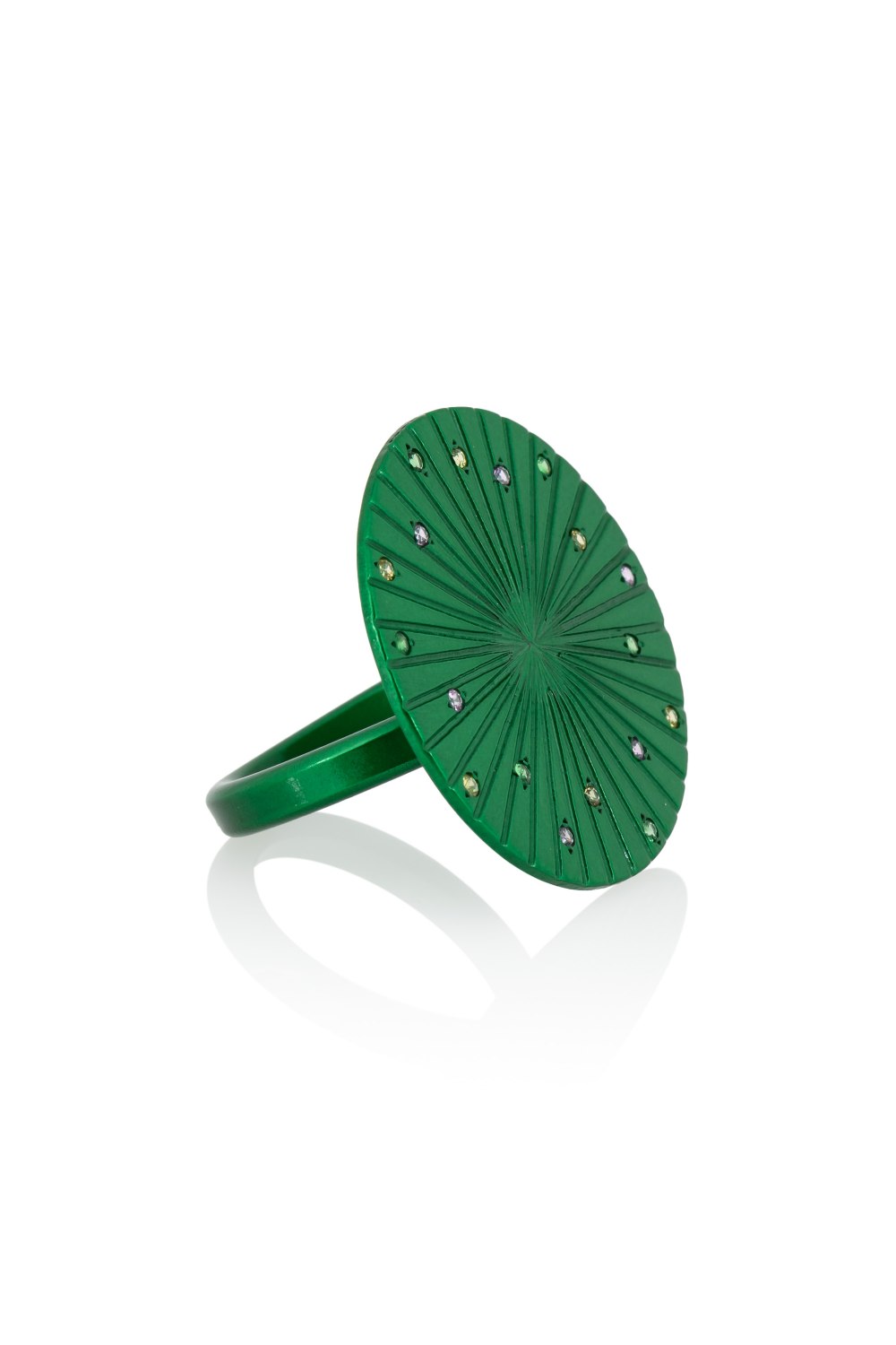 Spacecraft Green Titanium Sapphire & Tsavorite Ring