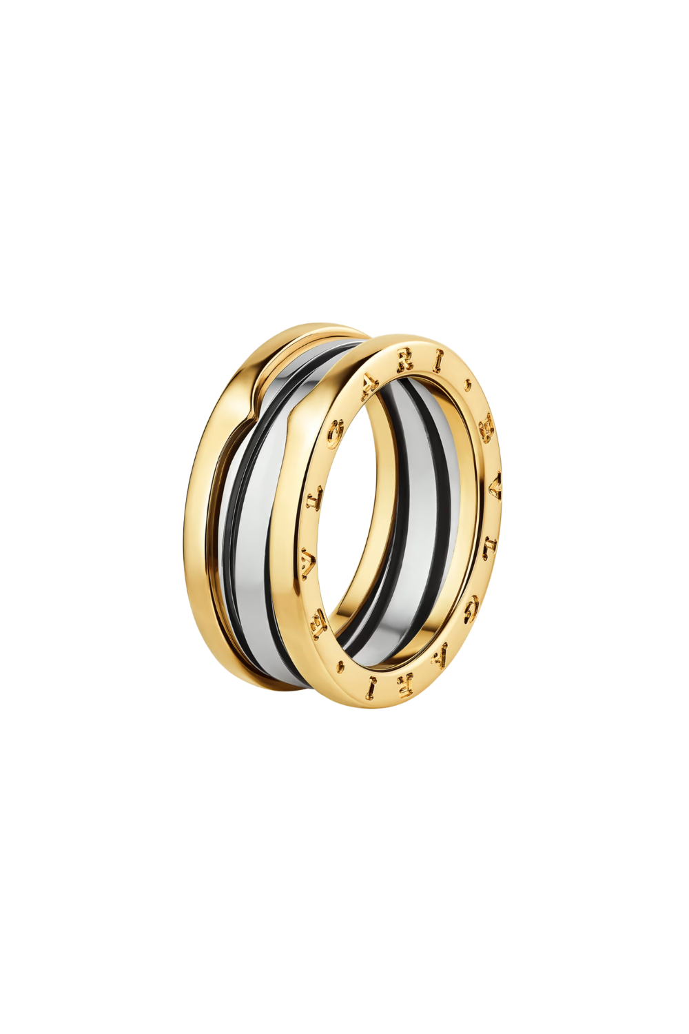 BVLGARI B.zero1 Gold & Steel Two-Band Ring