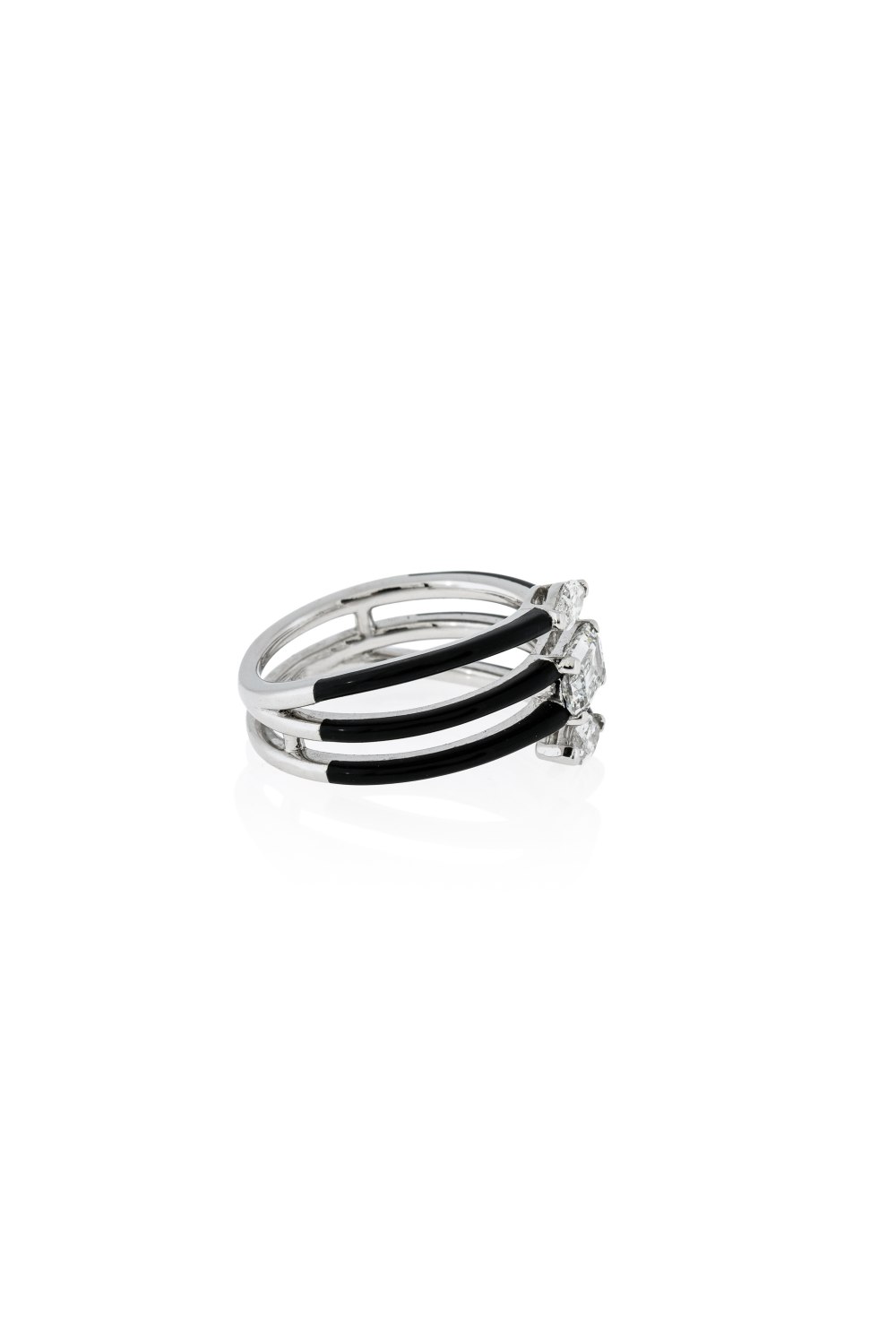 Black Ceramic & Diamond Contemporary Ring