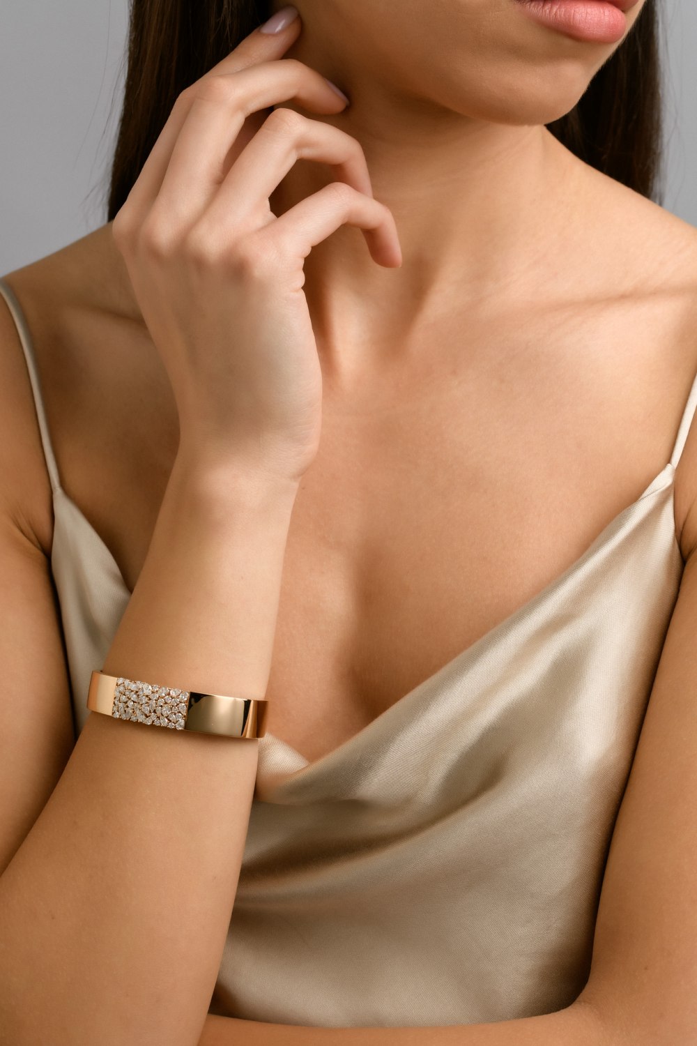 KESSARIS - Diamond Golden Cuff Bracelet