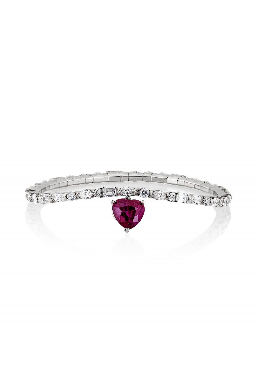 KESSARIS - Ruby Heart Diamond Bracelet
