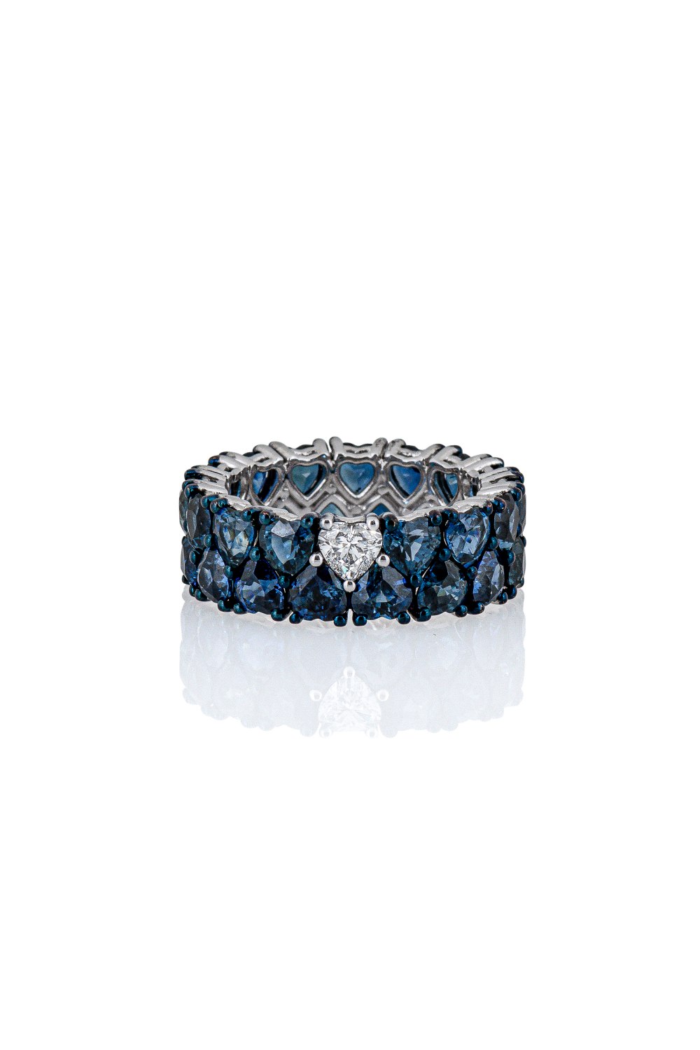 KESSARIS - Sapphire Diamond Heart Ring