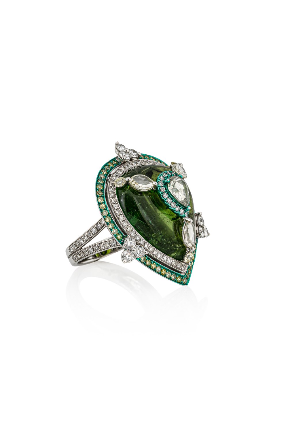 KESSARIS - Tourmaline Crown Diamond Ring