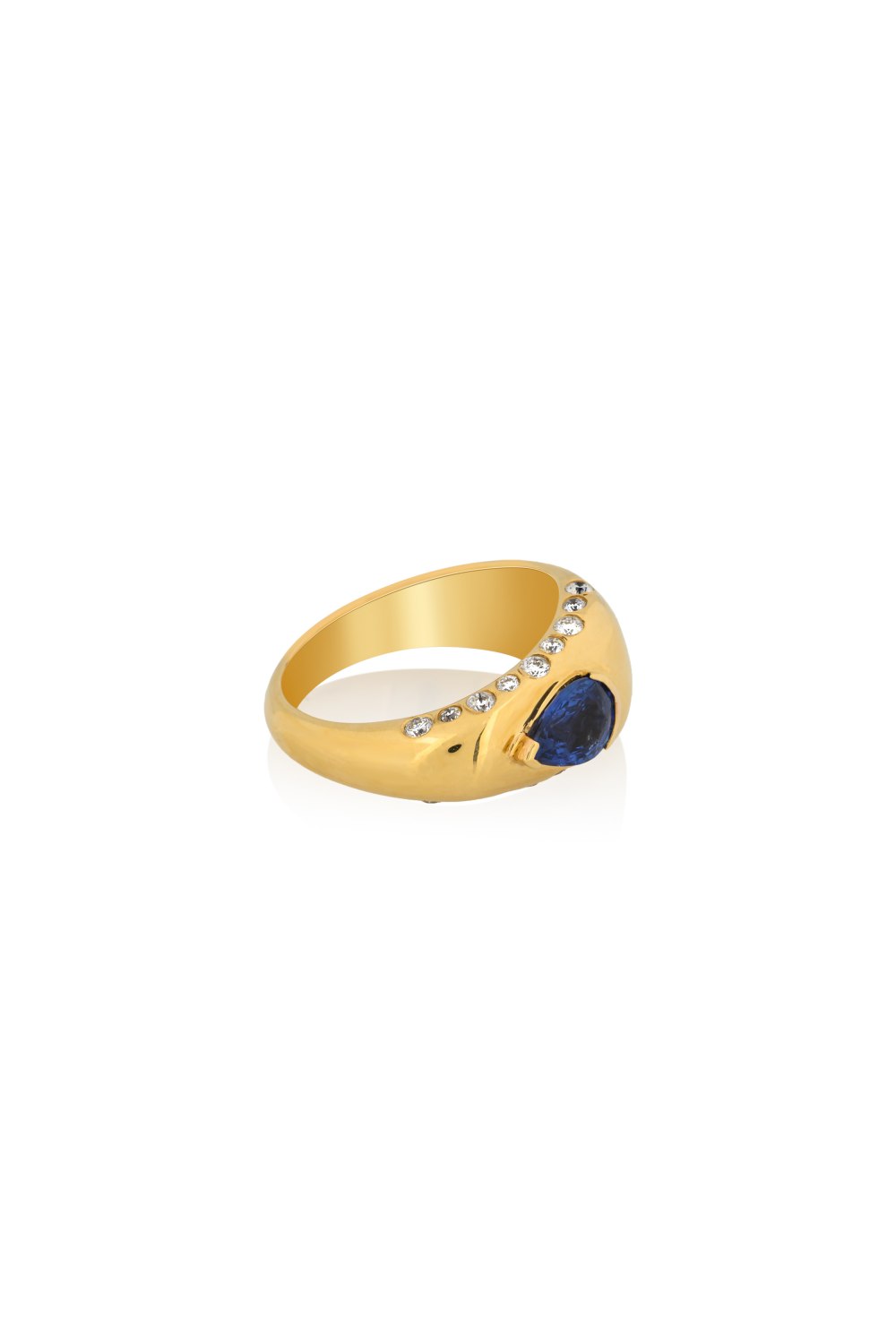 KESSARIS - Sapphire Droplet Diamond Ring
