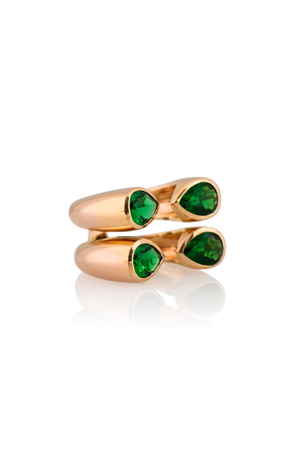 KESSARIS - Emerald Drop Double Ring