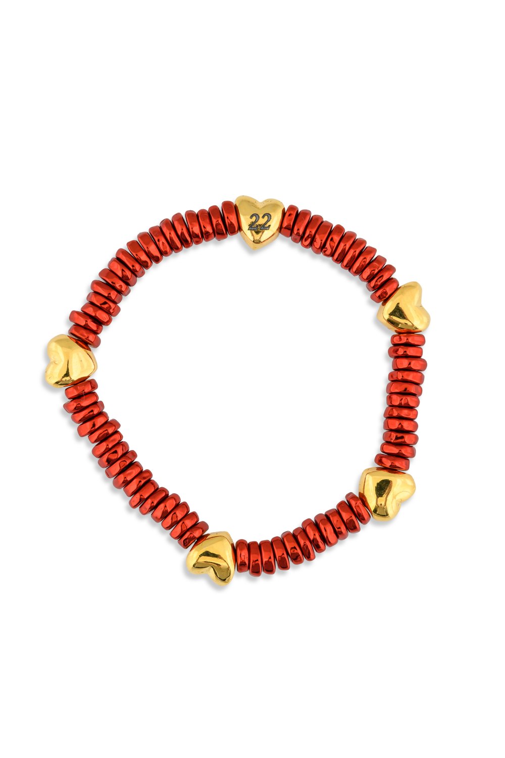 KESSARIS - Lucky Charm 2022 Lovely Red Metallic Beaded Bracelet