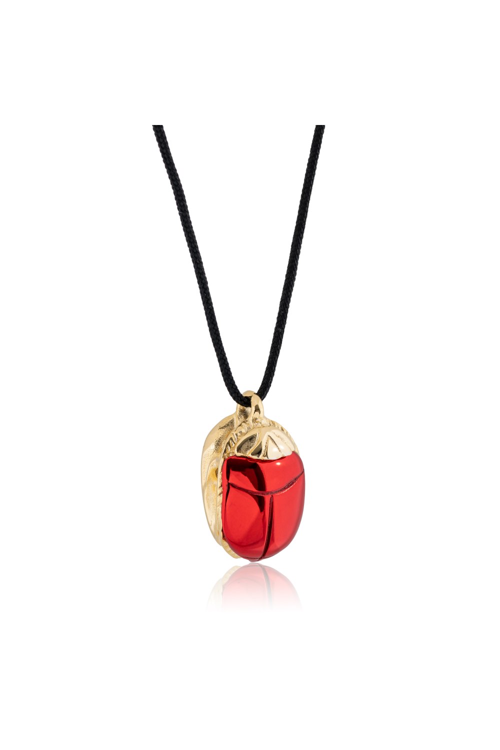 KESSARIS - Lucky Charm 2023 Carmine Red Scarab Necklace Gold Plated