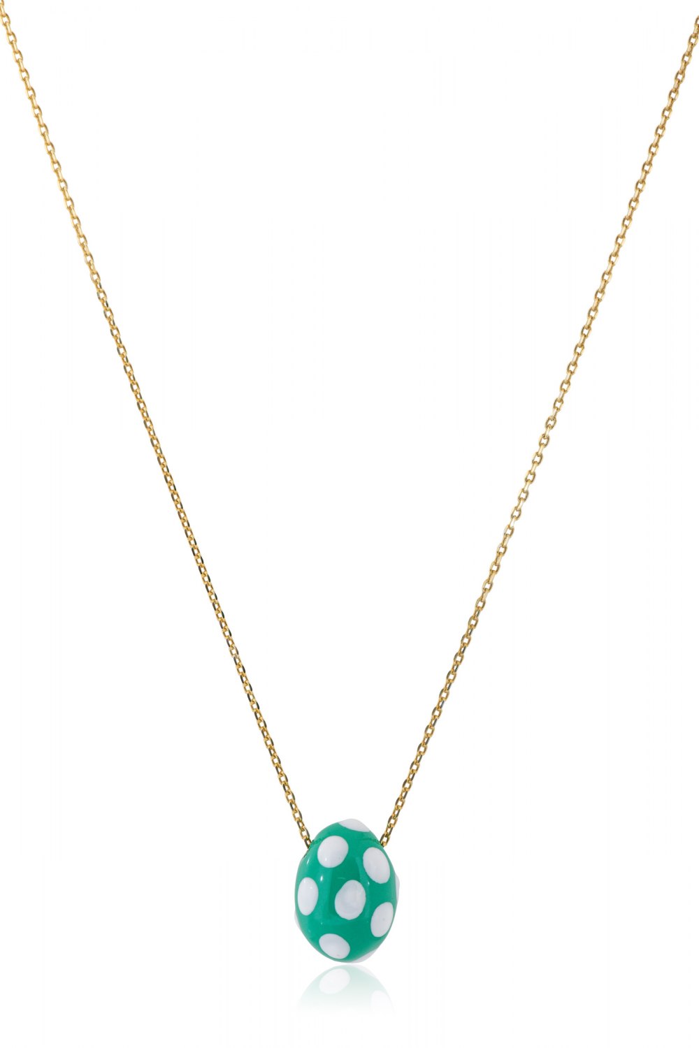 KESSARIS - Green Polka-Dot Easter Egg Pendant Necklace