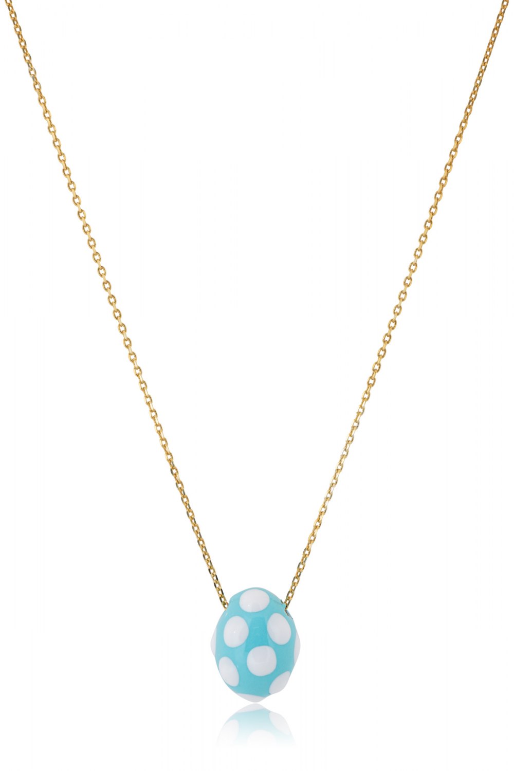 KESSARIS - Light Blue Polka-Dot Easter Egg Pendant Necklace