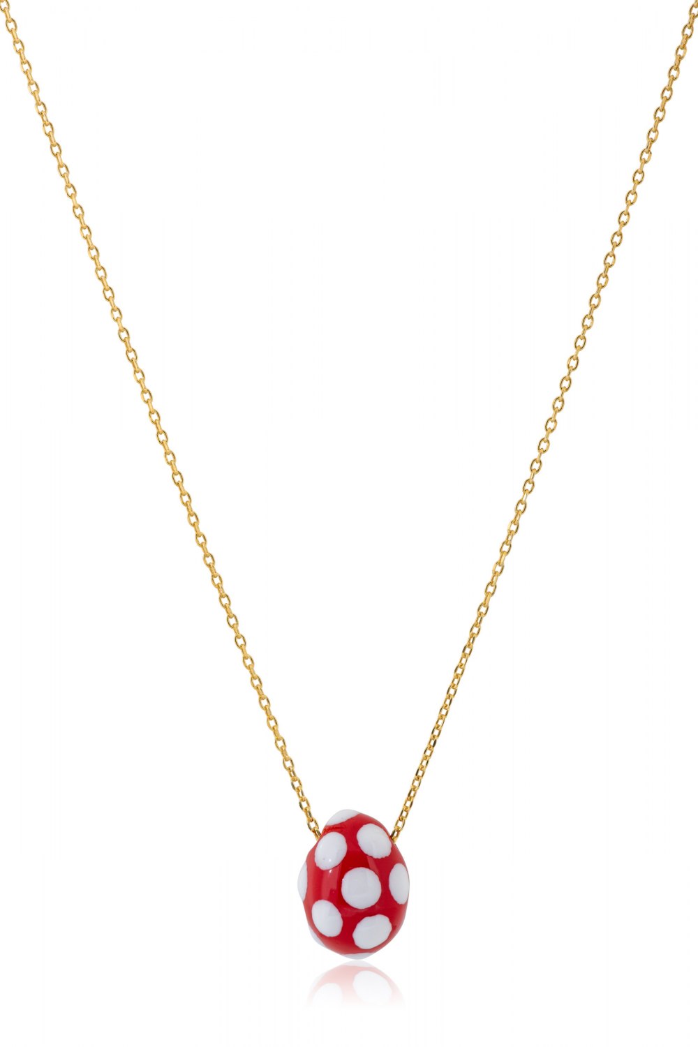 KESSARIS - Red Polka-Dot Easter Egg Pendant Necklace 