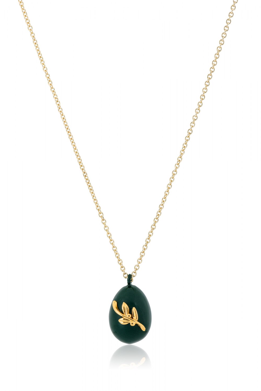 KESSARIS - Golden Leafy Easter Egg Pendant Necklace