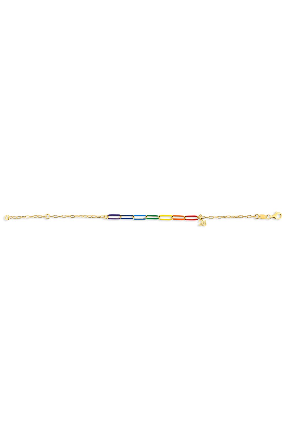 KESSARIS - Lucky Charm 24 Rainbow Links Silver Bracelet