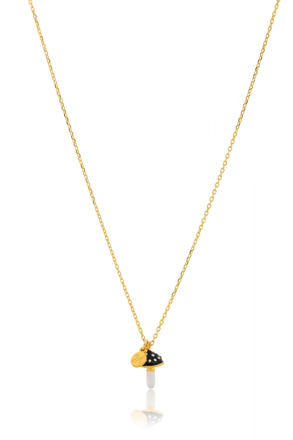KESSARIS - Lucky Charm 24 Black Mushroom Silver Necklace