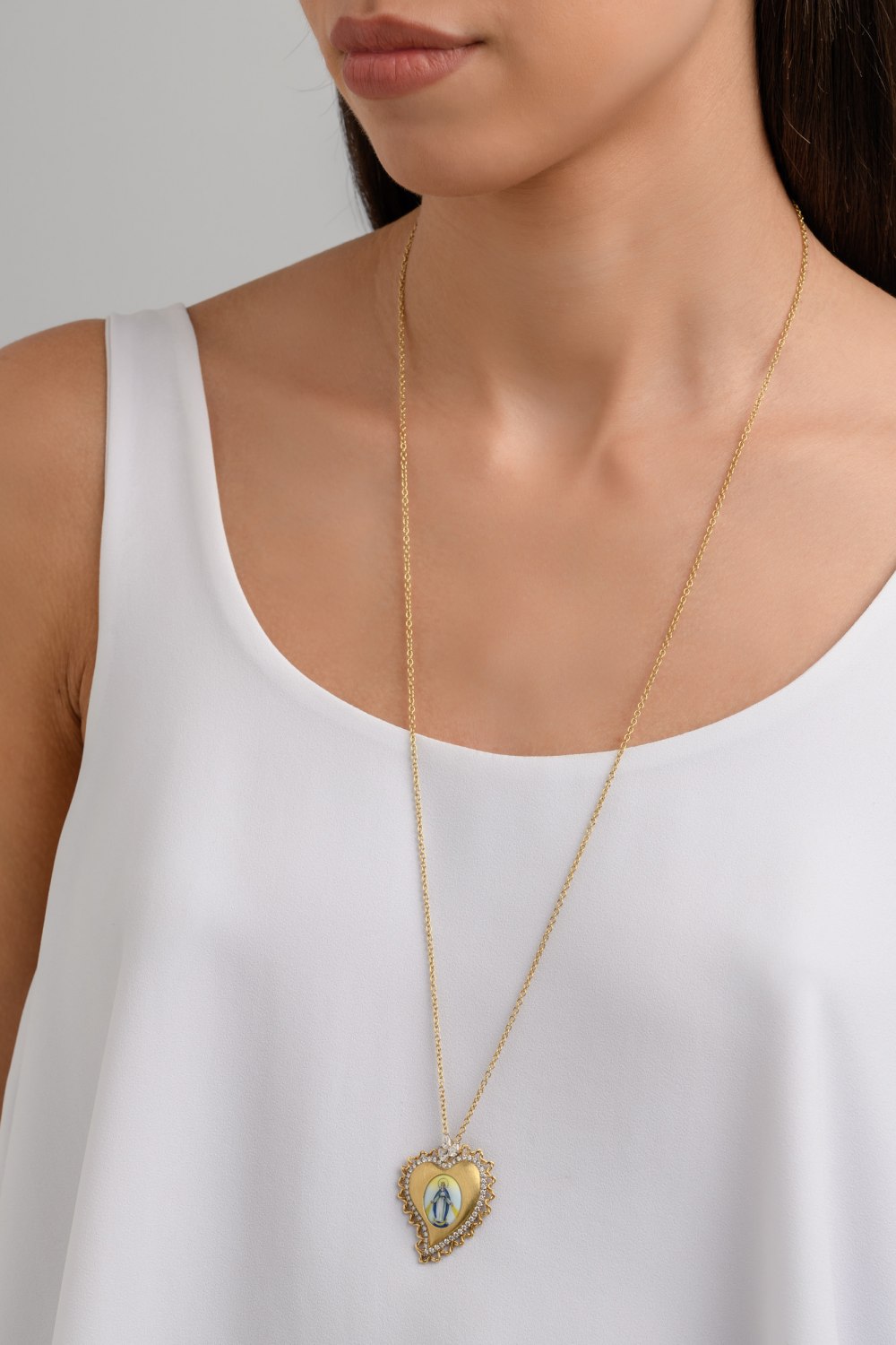 KESSARIS - Madonna Heart Diamond Necklace