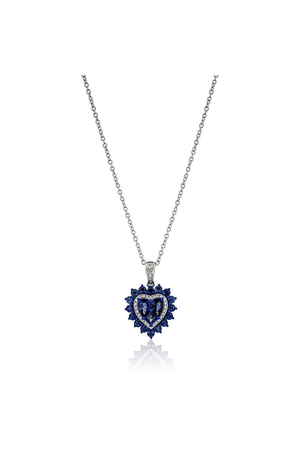 KESSARIS - Dazzling Sapphire Heart Necklace