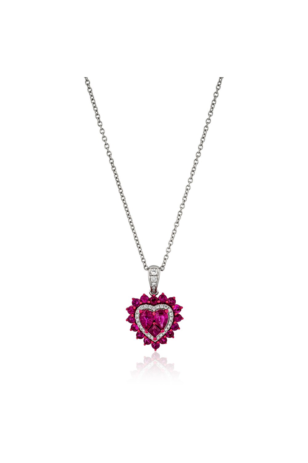 KESSARIS - Dazzling Ruby Heart Necklace