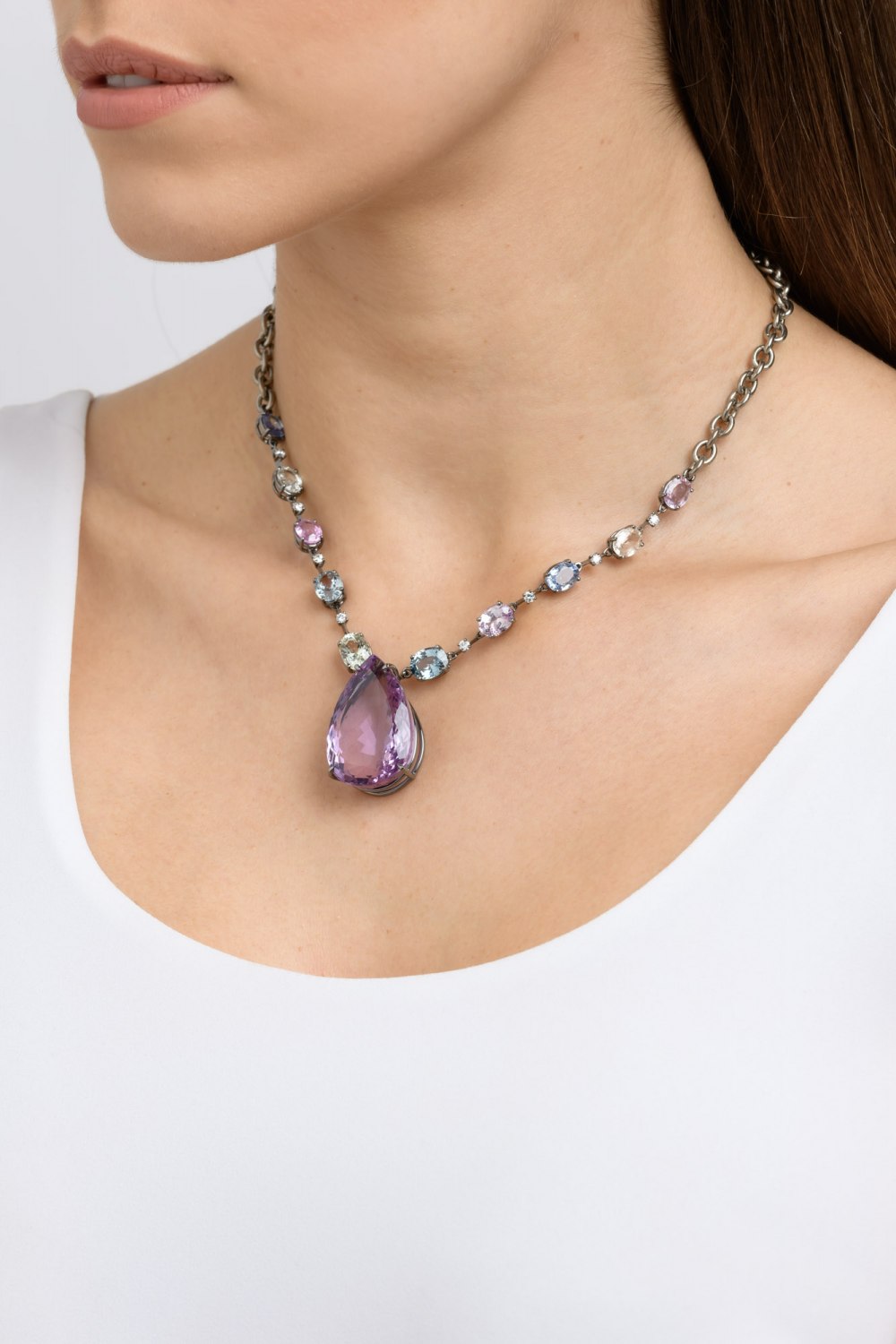 KESSARIS - Amethyst Drop Pendant Necklace