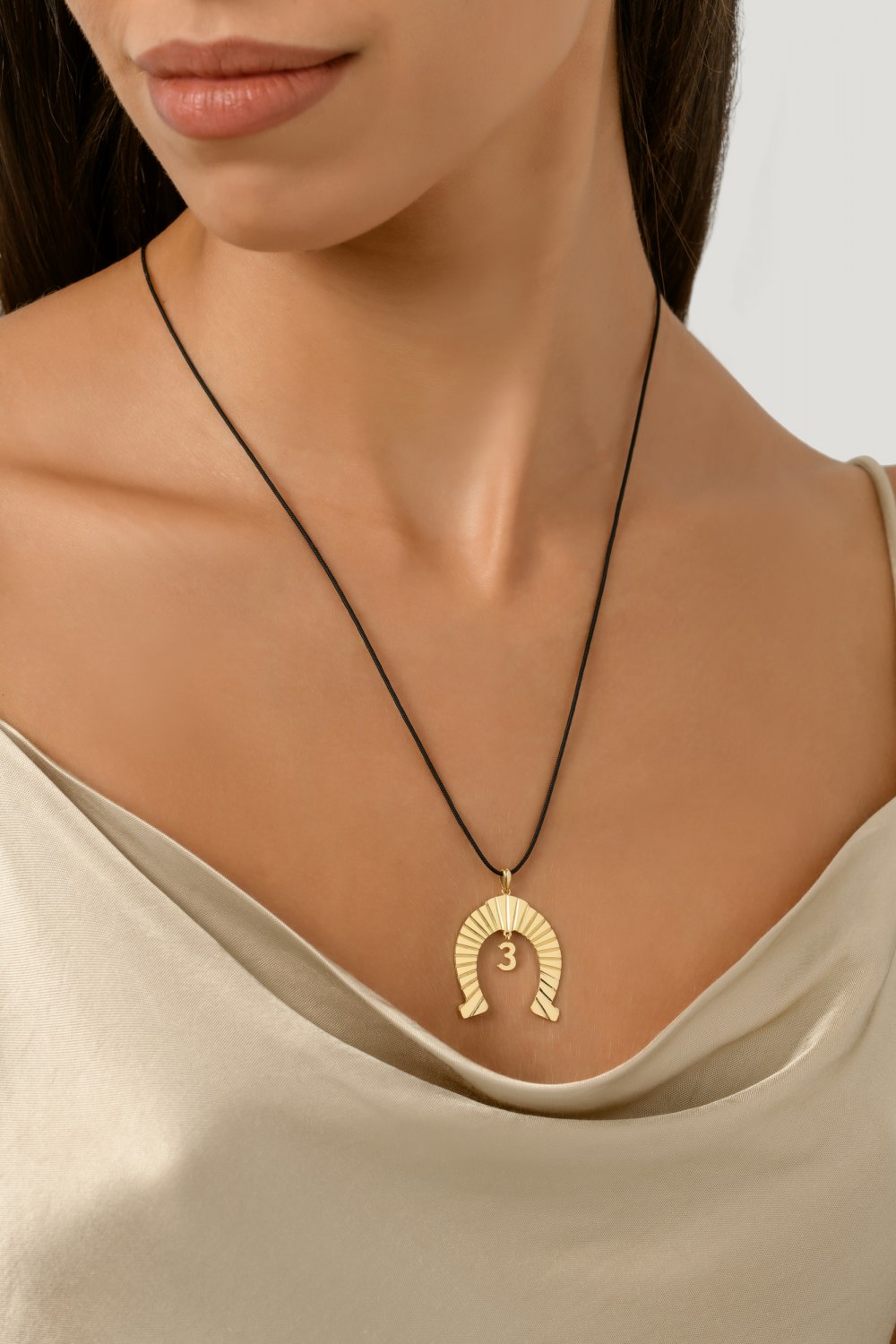 KESSARIS - Lucky Charm 2023 Gold Horse Shoe Pendant Necklace