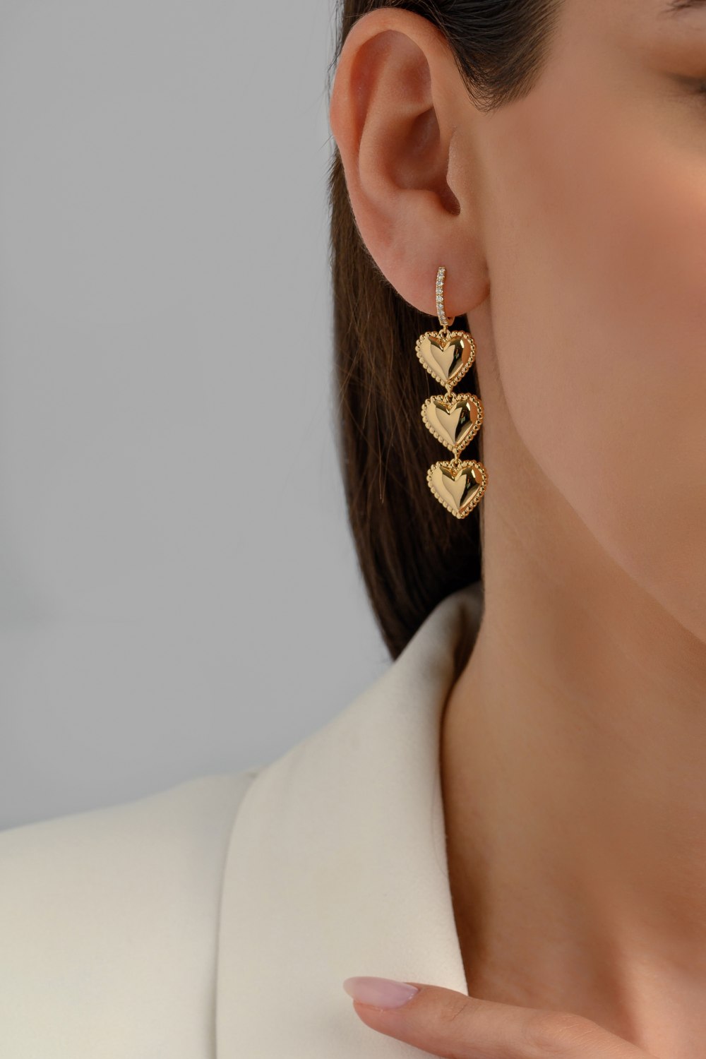 KESSARIS - Heart Dangle Earrings