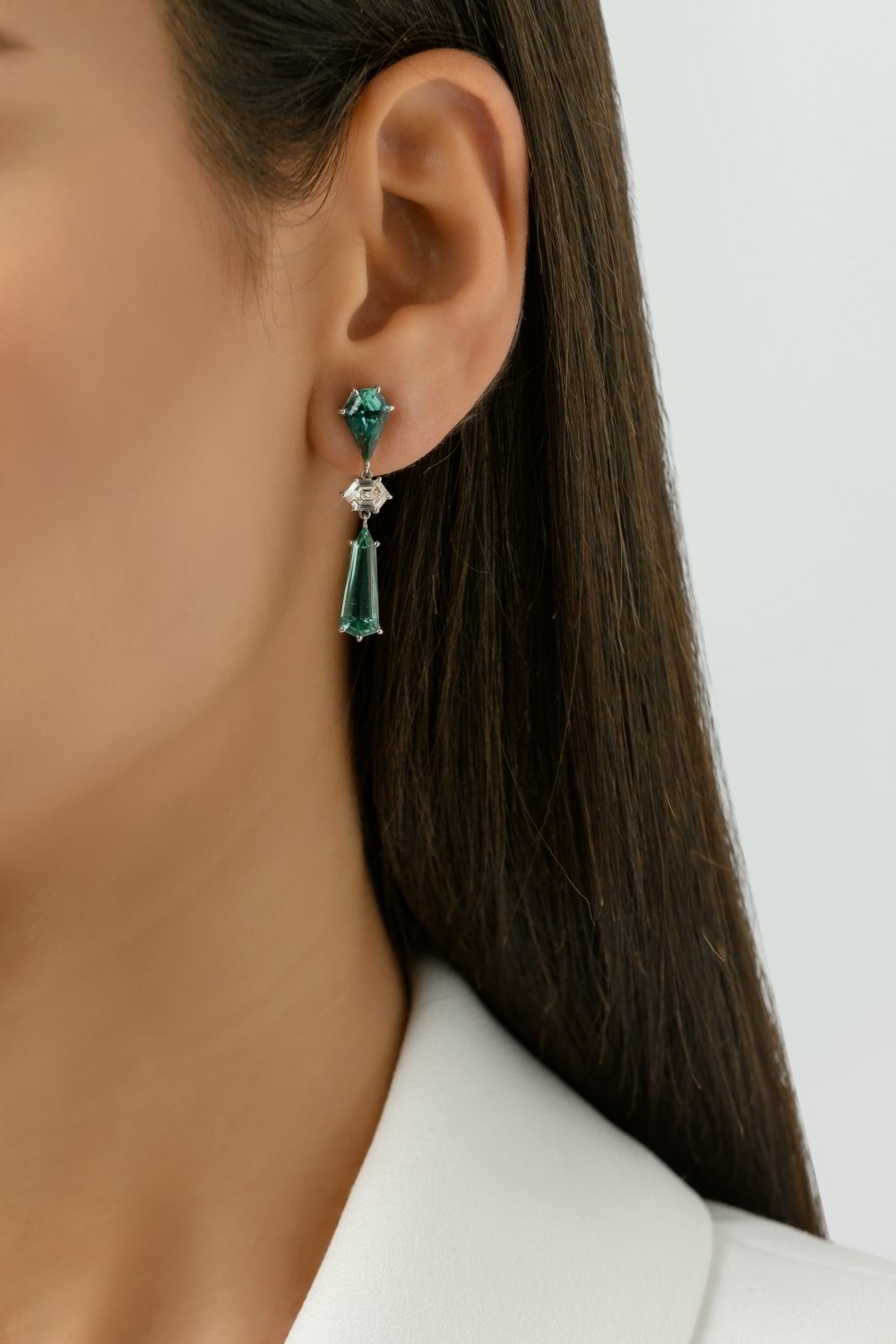ANASTASIA KESSARIS - Diamond Tourmaline Drop Earrings