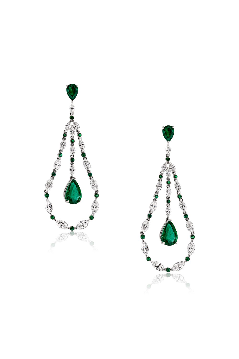 KESSARIS - Emerald Diamond Drop Earrings