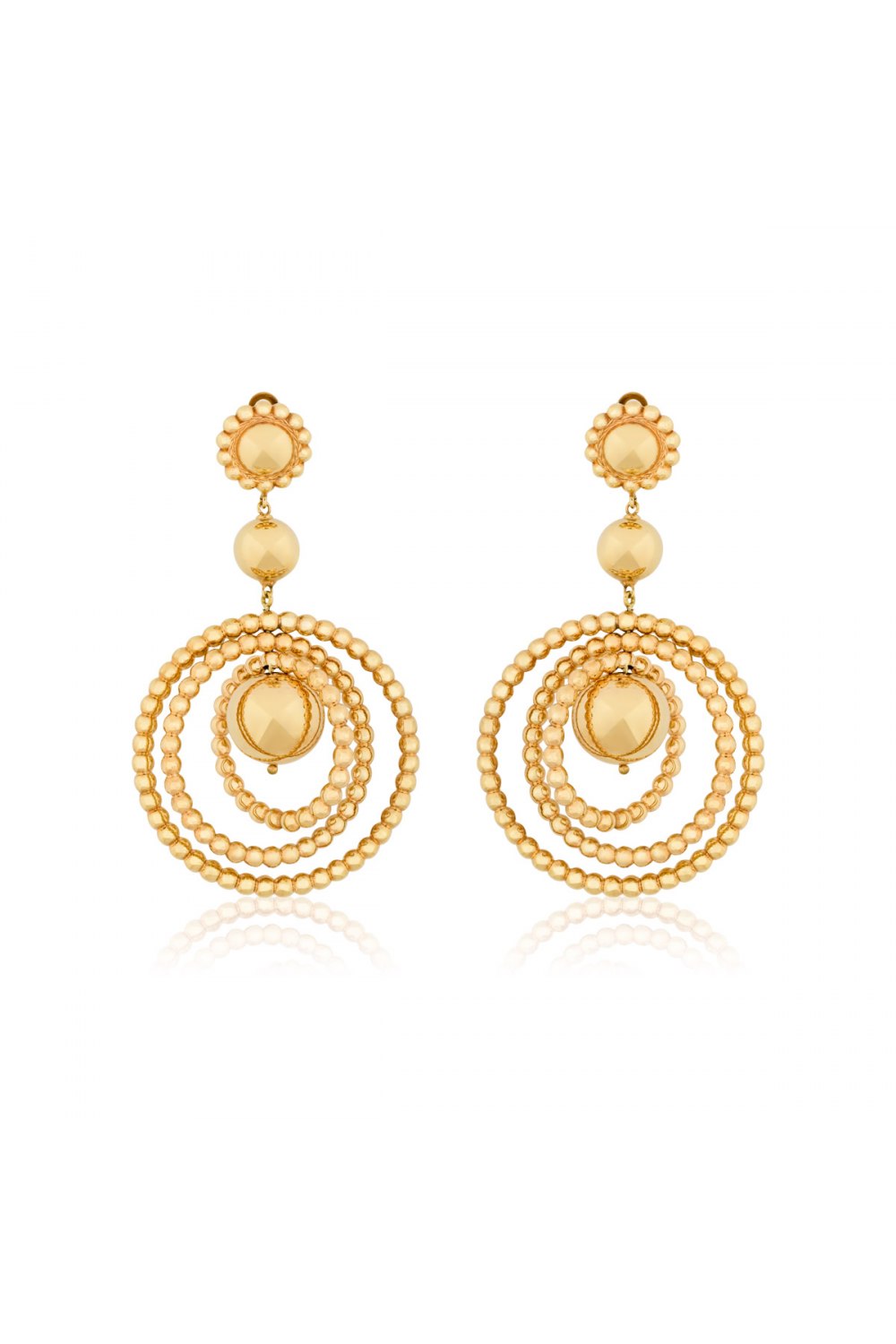 Twisting Rounds Yellow Gold Earrings
