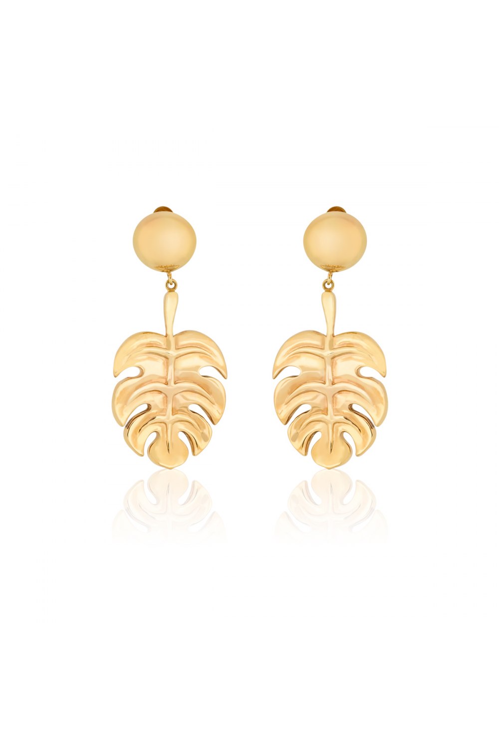 Gold Hanging Monstera Statement Earrings