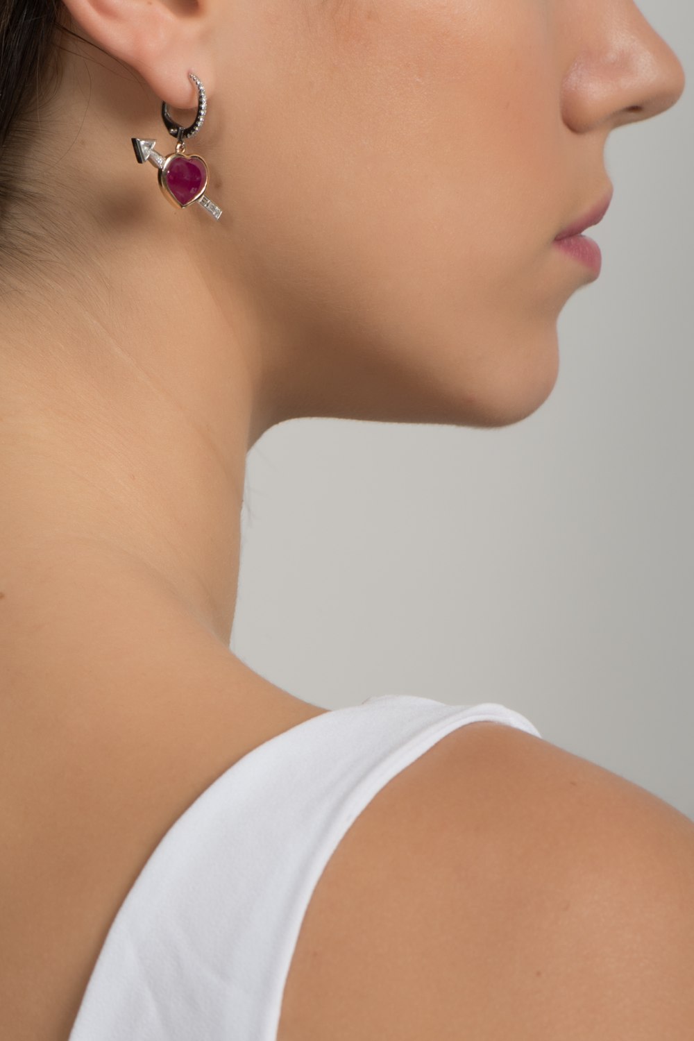 Heart Ruby Earrings