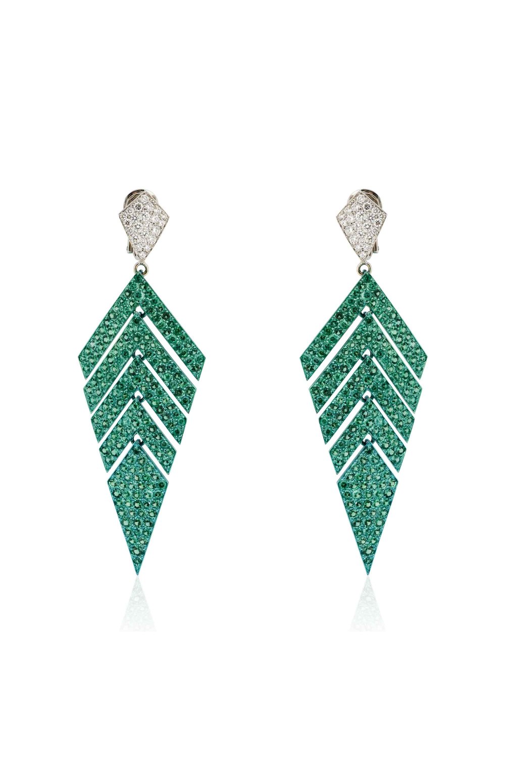 Geometric Emerald Diamond Earrings