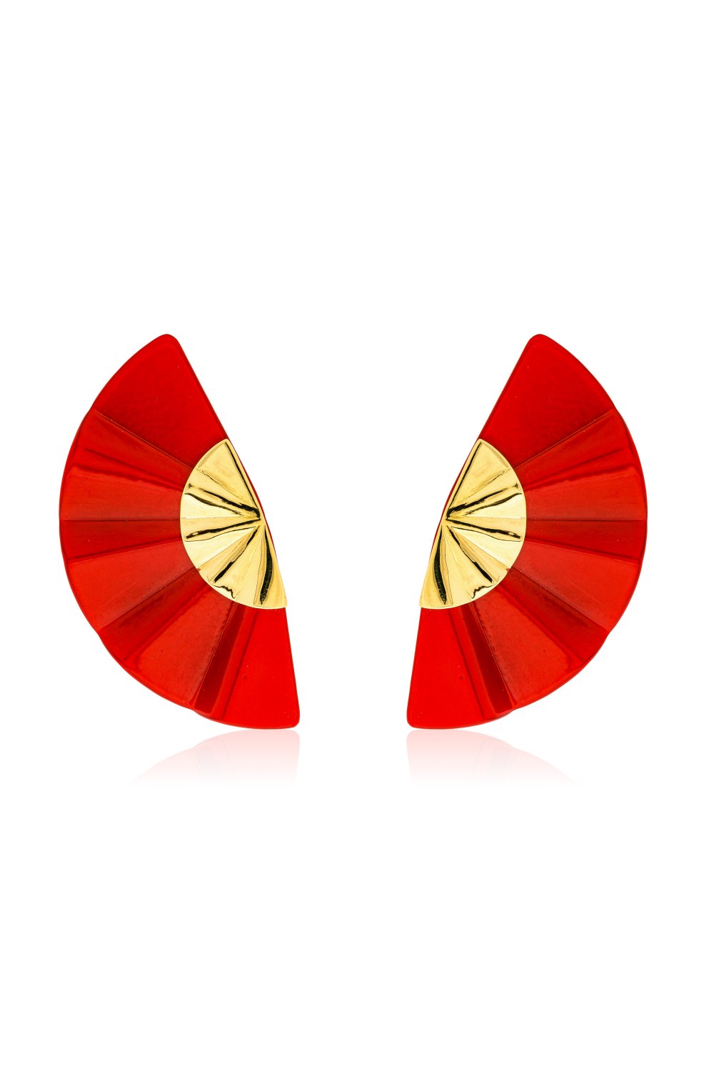 Kessaris-Golden Geisha Red Titanium Earrings
