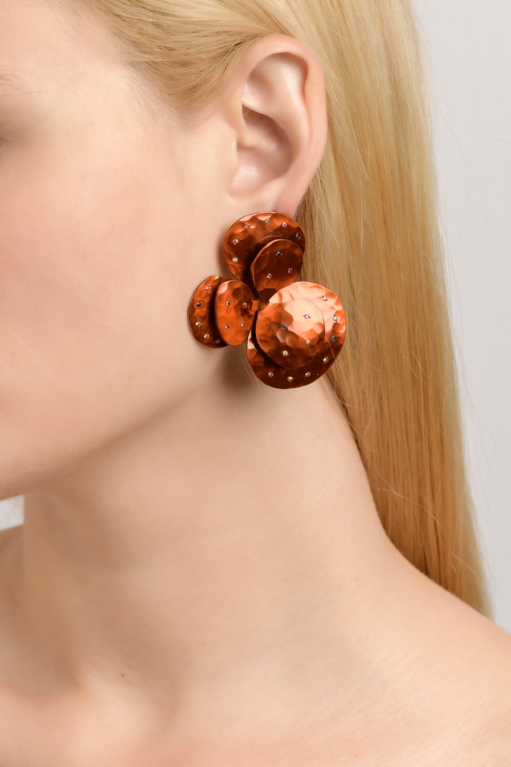 KESSARIS-Anemone Orange Titanium Earrings