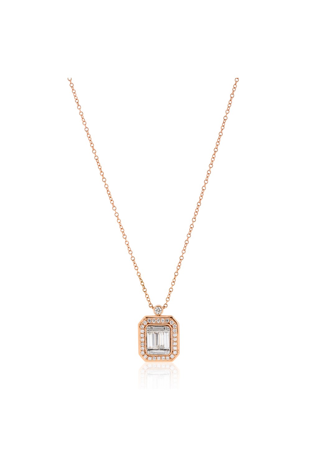 Kessaris-Diamond Cluster Emerald Pendant Necklace