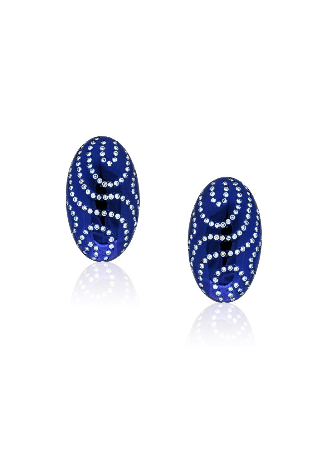Kessaris-Diamond Deep Blue Earrings