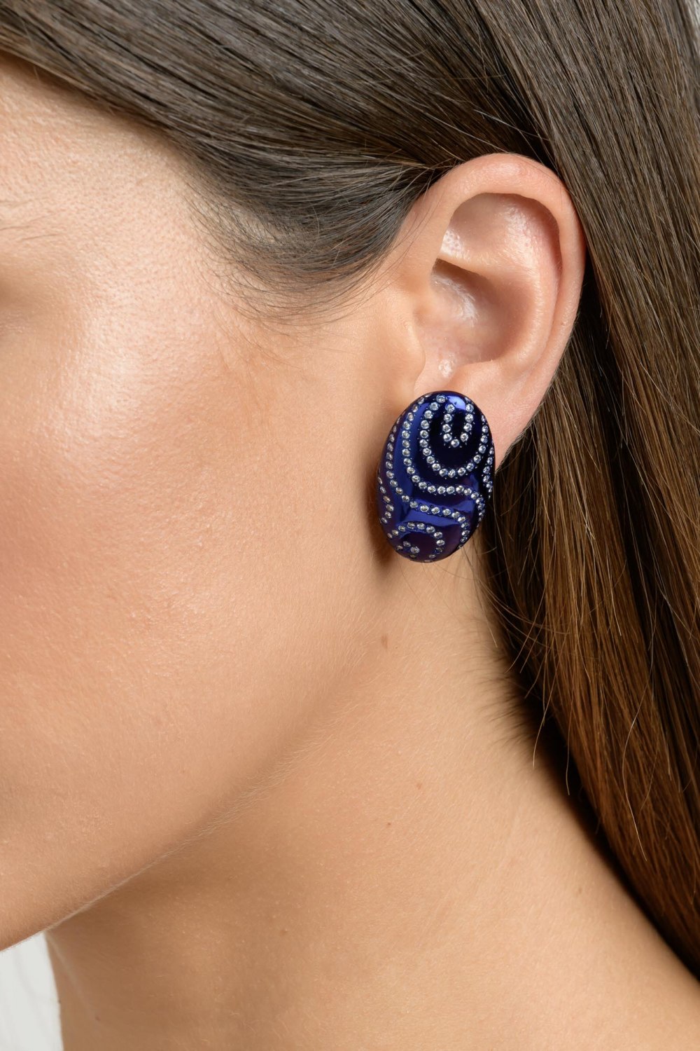 Kessaris-Diamond Deep Blue Earrings