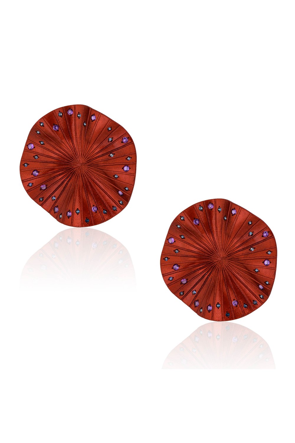 Disco Clique Red Titanium Sapphire and Amethyst Earrings