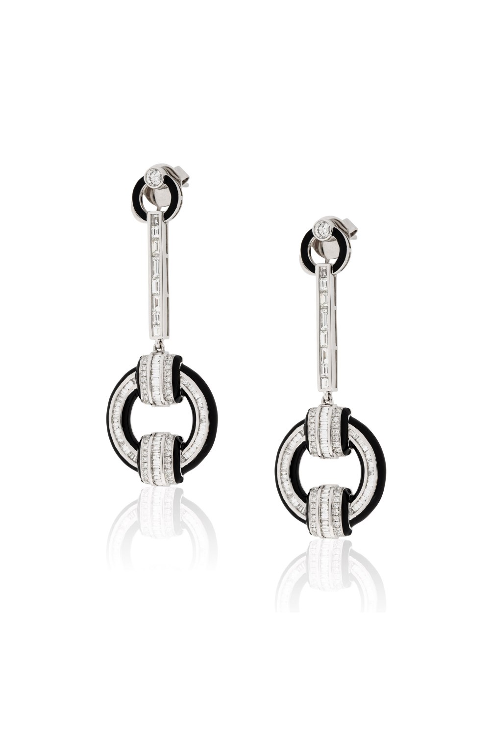 White Gold Circle Diamond Earrings