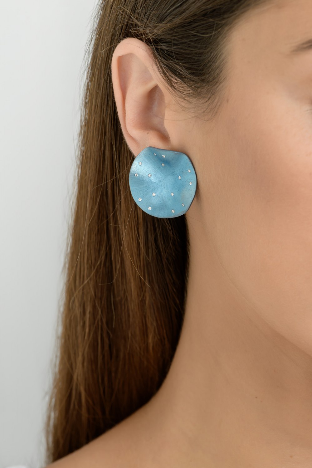 Eye Candy Light Blue Titanium Diamond Earrings