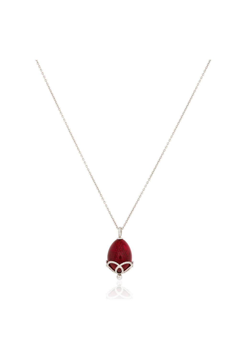 Diamond Gold Red Egg Pendant Necklace