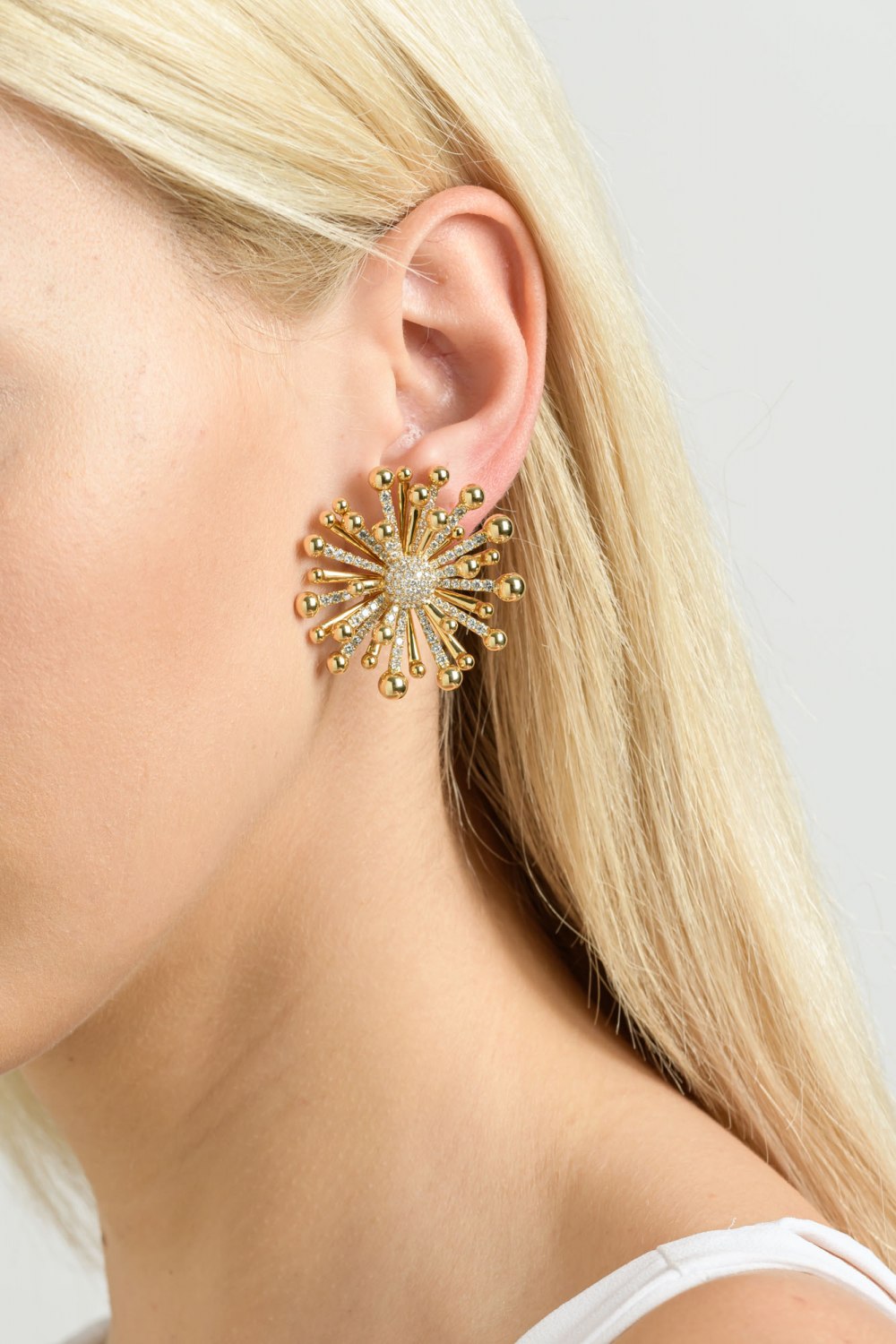 Kessaris-Golden Rays Diamond Earrings