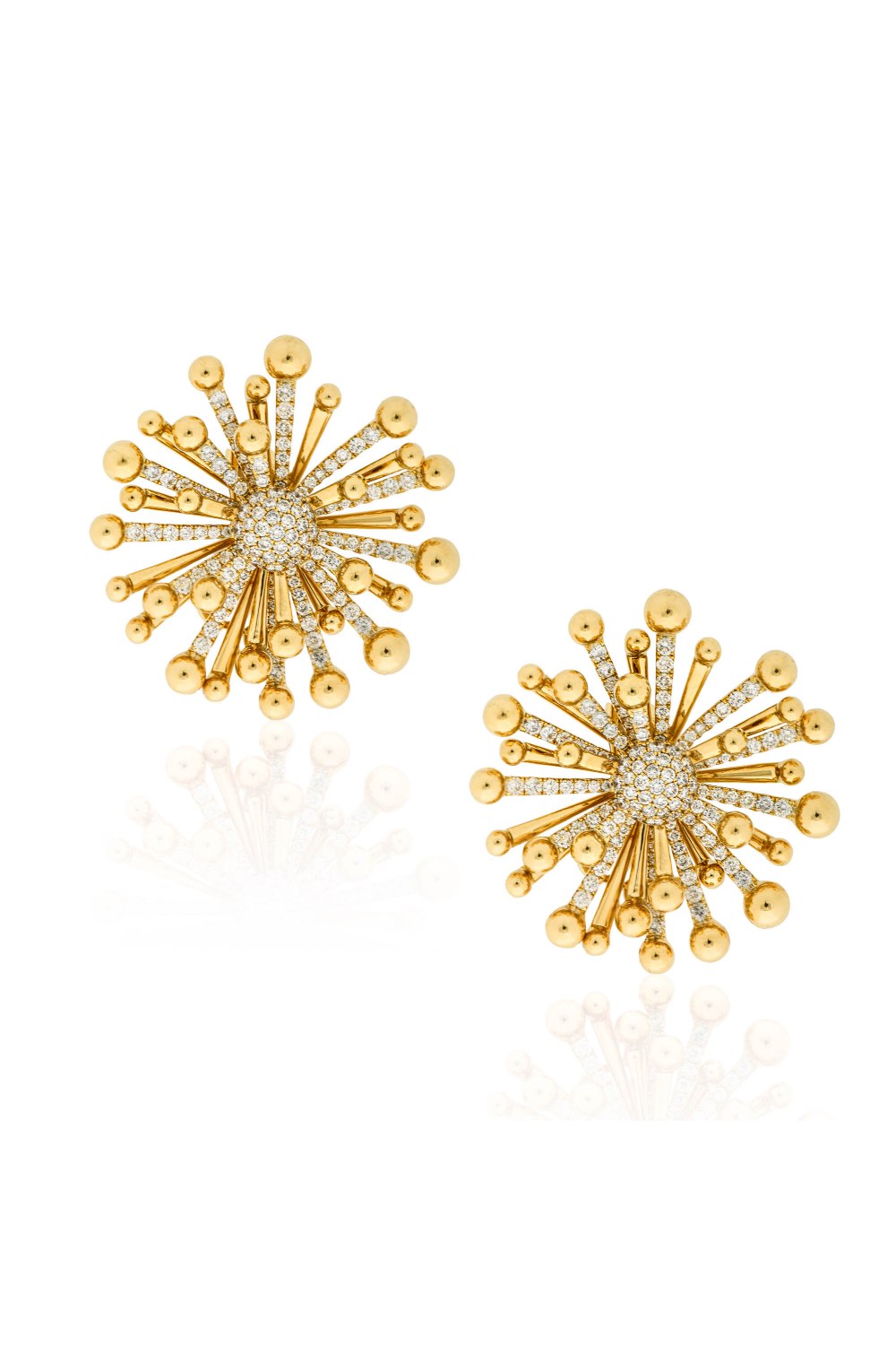 Kessaris-Golden Rays Diamond Earrings