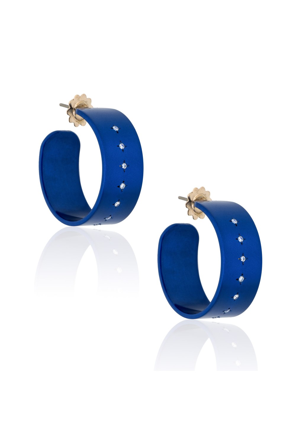 Hocus Pocus Blue Titanium Diamond Earrings Large