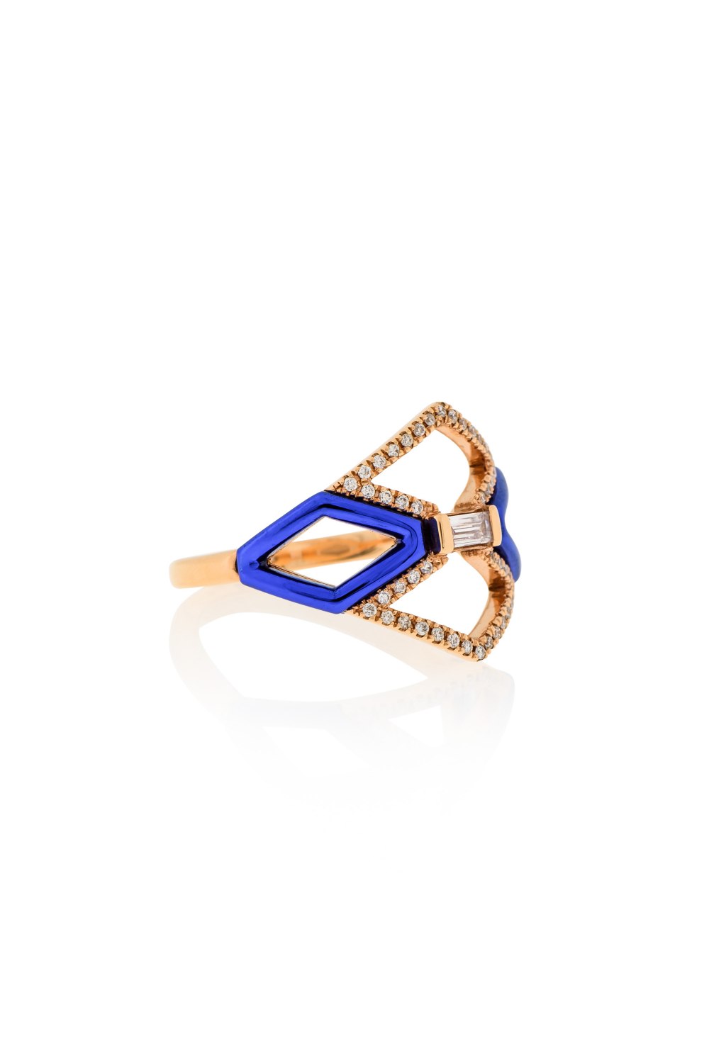 Geometric Blue Diamond Ring