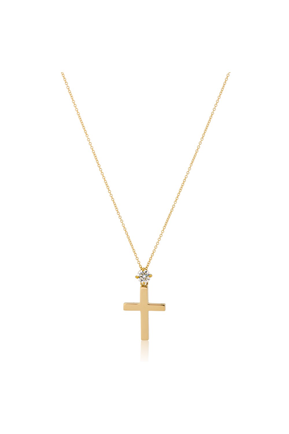 Kessaris-Yellow Gold Diamond Cross Necklace