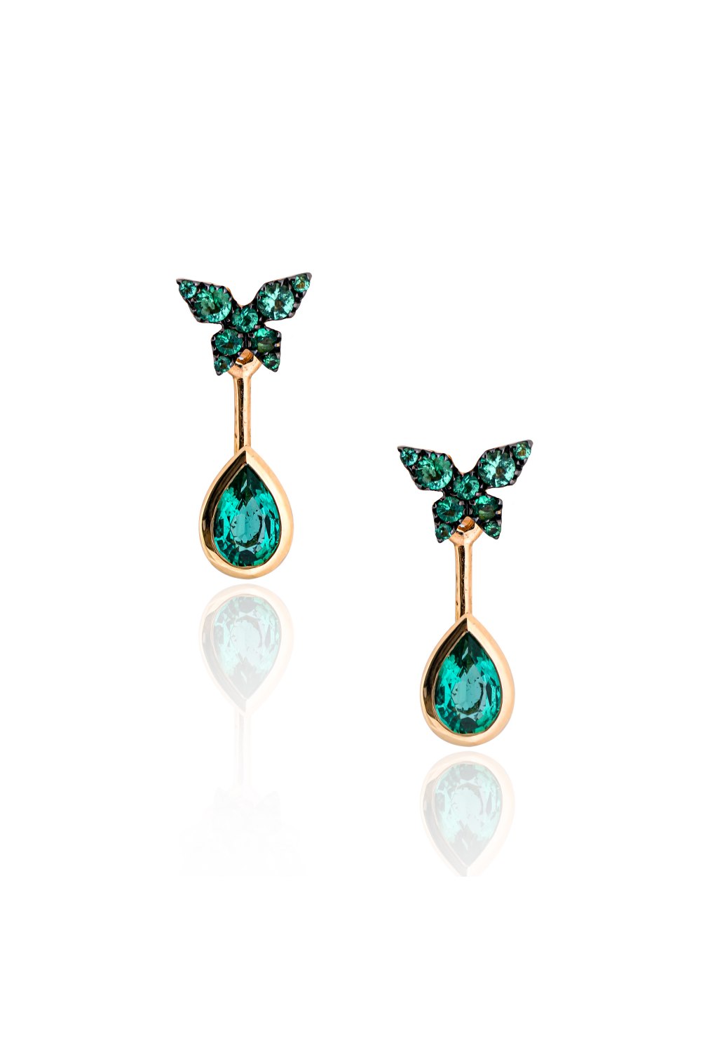 Butterfly Emerald Ear Jacket Earrings