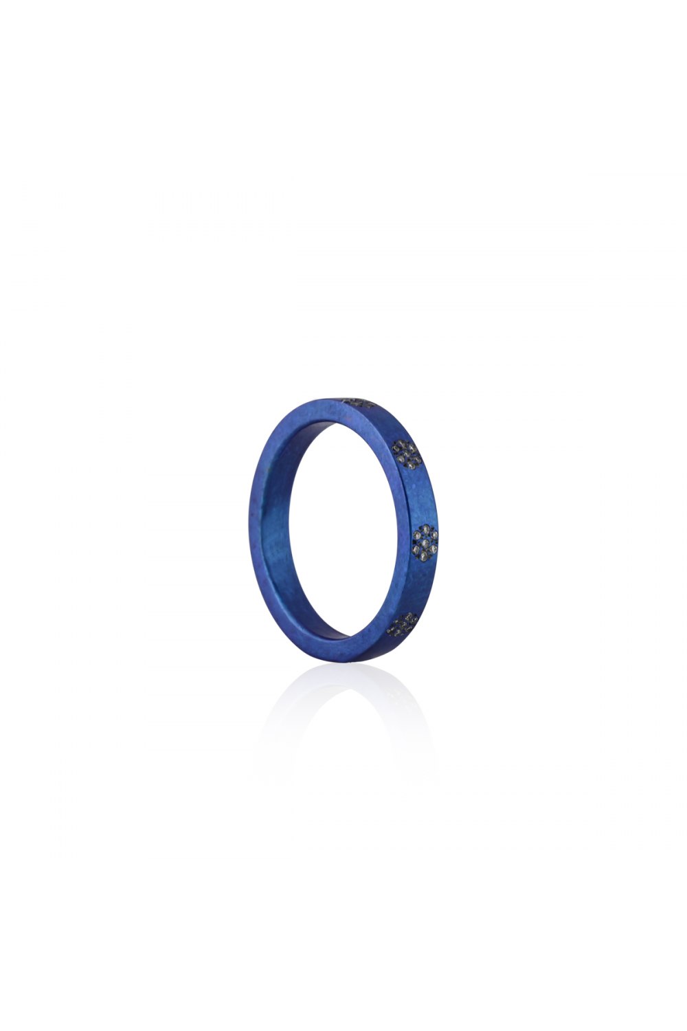 Round and Around Blue Titanium Diamond Ring